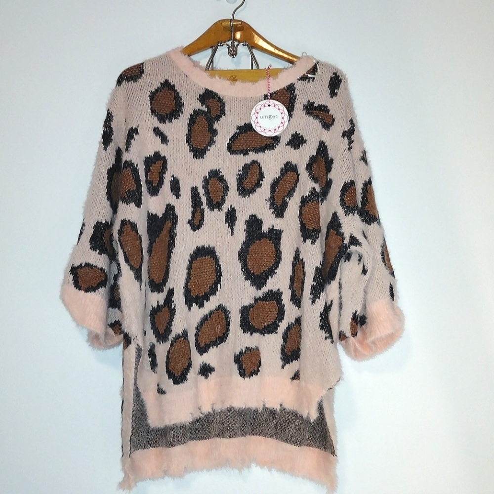 Umgee Size L Leopard Print Sweater